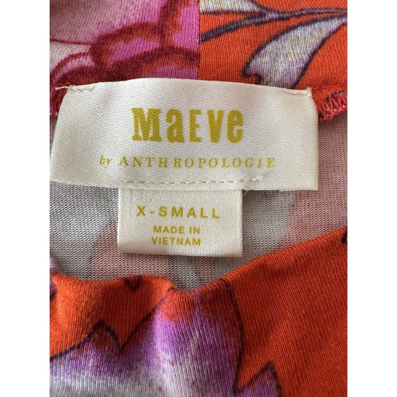 Maeve Anthropologie Cleary Orange Floral Stretch Asymmetrical Dress XS Stretch - Picture 4 of 9
